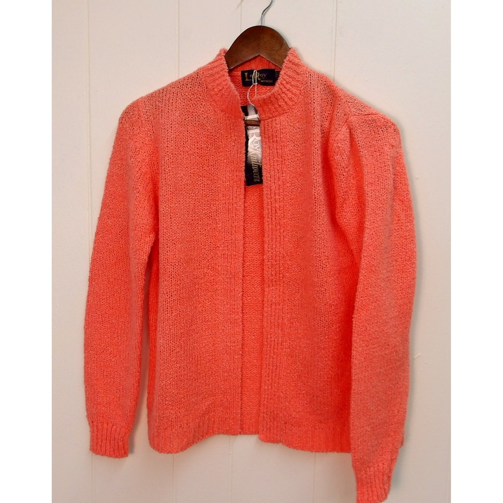 Le Roy Knitwear Women's‎ Orange Sweater NWT Acrylic Textured Knit Sz L / #9150